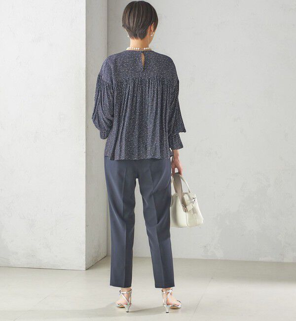 SHIPS for women「〈手洗い可能〉割繊 クルーネック ギャザー ブラウス」|シャツ・ブラウス|