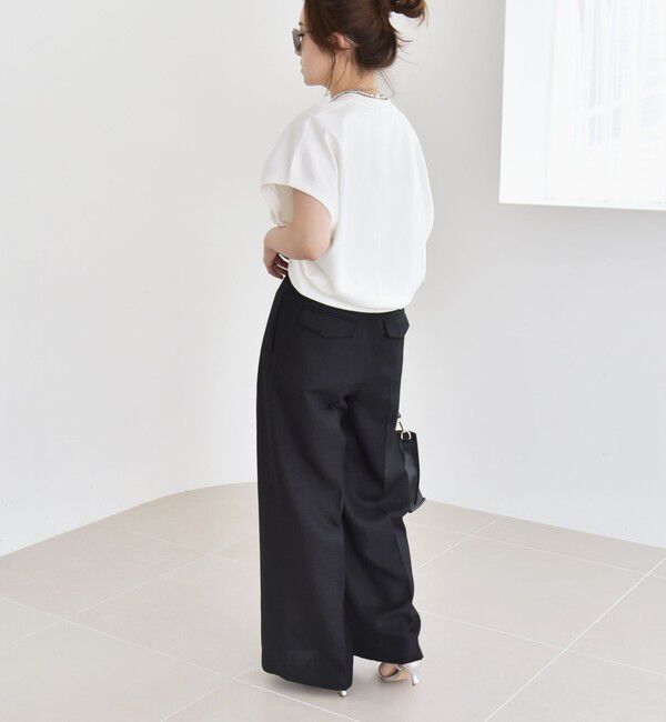 quaranciel「quaranciel:〈洗濯機可能〉ライト ポンチ コンパクト フレンチスリーブ TEE」|Tシャツ・カットソー|