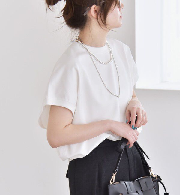 quaranciel「quaranciel:〈洗濯機可能〉ライト ポンチ コンパクト フレンチスリーブ TEE」|Tシャツ・カットソー|