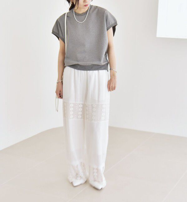 quaranciel「quaranciel:〈洗濯機可能〉ライト ポンチ コンパクト フレンチスリーブ TEE」|Tシャツ・カットソー|