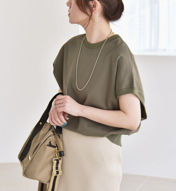 quaranciel「quaranciel:〈洗濯機可能〉ライト ポンチ コンパクト フレンチスリーブ TEE」|Tシャツ・カットソー|