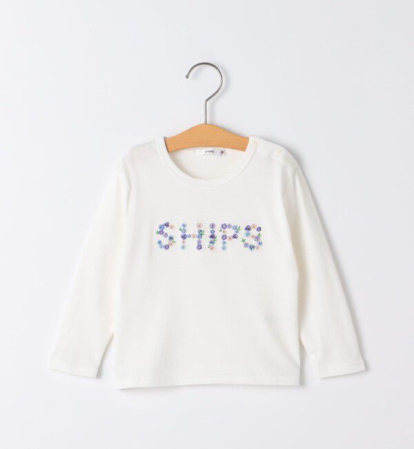 SHIPS KIDS「SHIPS KIDS:80～90cm / フラワー 刺繍 ロゴ 長袖 Tシャツ」|Tシャツ・カットソー|オフホワイト