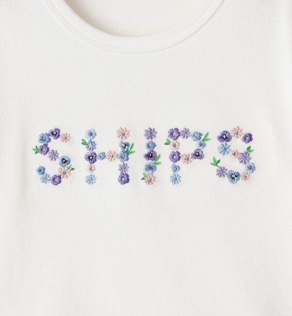 SHIPS KIDS「SHIPS KIDS:80～90cm / フラワー 刺繍 ロゴ 長袖 Tシャツ」|Tシャツ・カットソー|