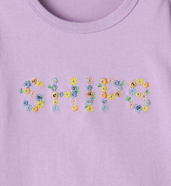 SHIPS KIDS「SHIPS KIDS:80～90cm / フラワー 刺繍 ロゴ 長袖 Tシャツ」|Tシャツ・カットソー|