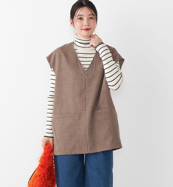 SHIPS Colors 「SHIPS Colors:〈手洗い可能〉ボーダー リブ タートルネック ニット◇」|ニット・セーター|