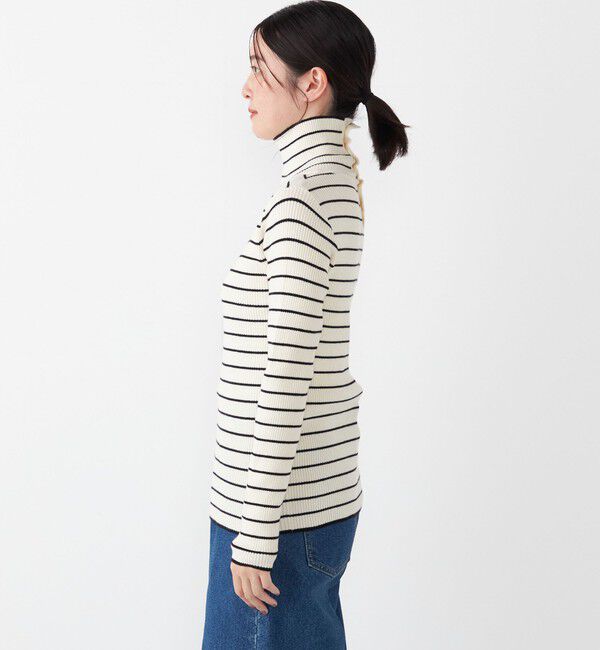 SHIPS Colors 「SHIPS Colors:〈手洗い可能〉ボーダー リブ タートルネック ニット◇」|ニット・セーター|