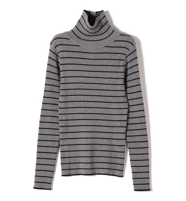 SHIPS Colors 「SHIPS Colors:〈手洗い可能〉ボーダー リブ タートルネック ニット◇」|ニット・セーター|グレー