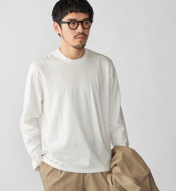 SHIPS「【WEB限定】SHIPS:〈手洗い可能/抗菌/防臭〉シルケット ビズ クルーネック ロングスリーブ」|Tシャツ・カットソー|ホワイト