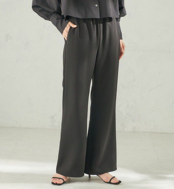 SHIPS for women「堀田茜&times;SHIPS:〈手洗い可能〉ダブルクロス ベルト 付き パンツ」|その他|ブラック