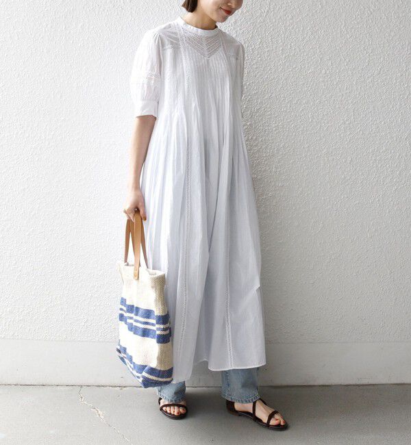 SHIPS any「《予約》SHIPS any:〈洗濯機可能〉キャンブリック レース ピンタック パフスリーブ ワンピース」|ワンピース|