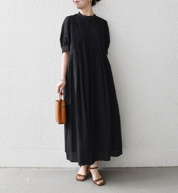 SHIPS any「《予約》SHIPS any:〈洗濯機可能〉キャンブリック レース ピンタック パフスリーブ ワンピース」|ワンピース|