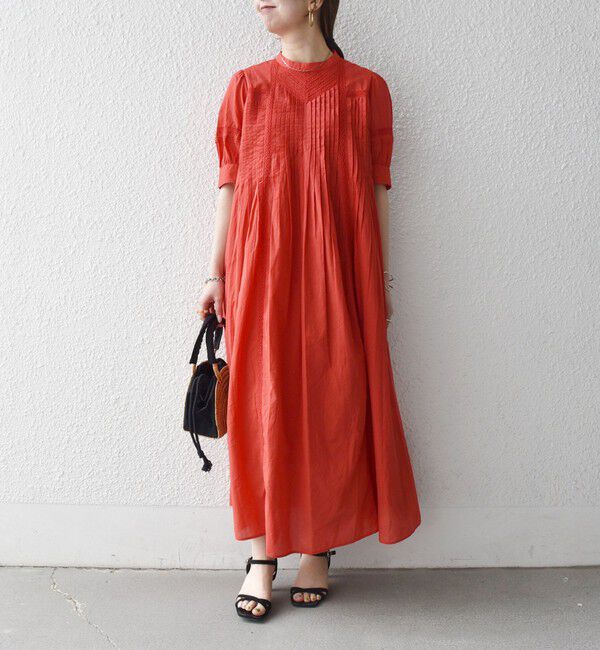 SHIPS any「《予約》SHIPS any:〈洗濯機可能〉キャンブリック レース ピンタック パフスリーブ ワンピース」|ワンピース|