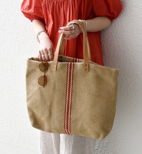 SHIPS any「《予約》TARANGO: ライン デザイン ジュート ビッグ トート（A4対応）」|トートバッグ|