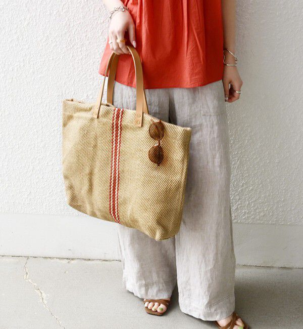 SHIPS any「《予約》TARANGO: ライン デザイン ジュート ビッグ トート（A4対応）」|トートバッグ|