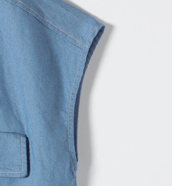 SHIPS any「《予約》SHIPS any:〈洗濯機可能〉シャンブレー デニム フレンチスリーブ ドロスト シャツ」|シャツ・ブラウス|