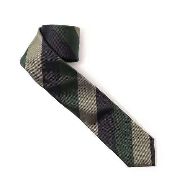 TOMORROWLAND GOODS「TOMORROWLAND シルク レジメンタルストライプナロータイ」|ネクタイ・蝶ネクタイ|56 カーキ系