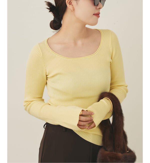 Plage「easy care wide rib プルオーバー」|ニット・セーター|イエロー