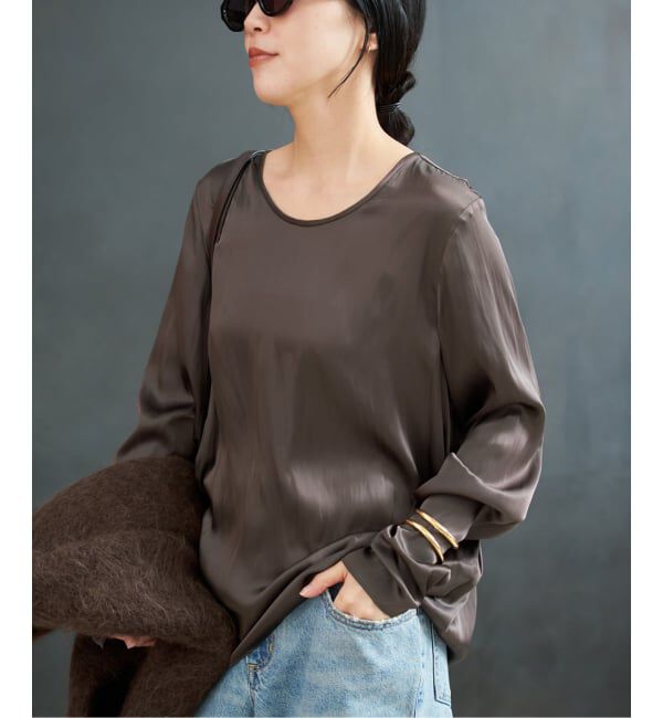 Plage「R&rsquo;IAM サテンロンT ブラウス」|シャツ・ブラウス|