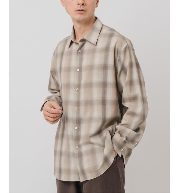 EDIFICE「SUPER 120&rsquo;s ウール チェック レギュラー シャツ」|シャツ・ブラウス|ベージュ