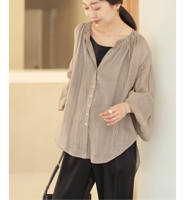 NOBLE「《予約・セットアップ対応》ラミーリヨセルツイルギャザーブラウス」|シャツ・ブラウス|