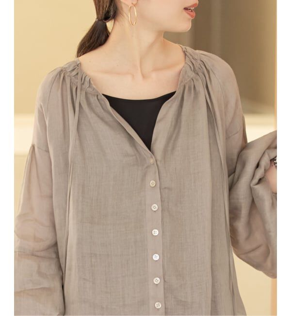 NOBLE「《予約・セットアップ対応》ラミーリヨセルツイルギャザーブラウス」|シャツ・ブラウス|