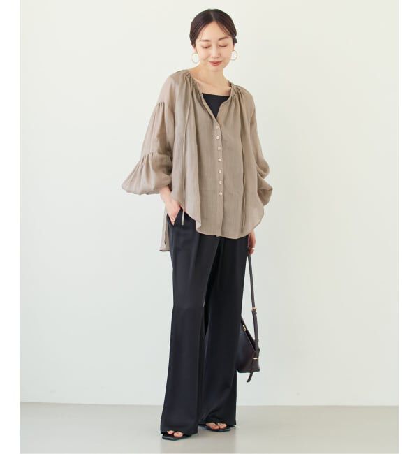 NOBLE「《予約・セットアップ対応》ラミーリヨセルツイルギャザーブラウス」|シャツ・ブラウス|