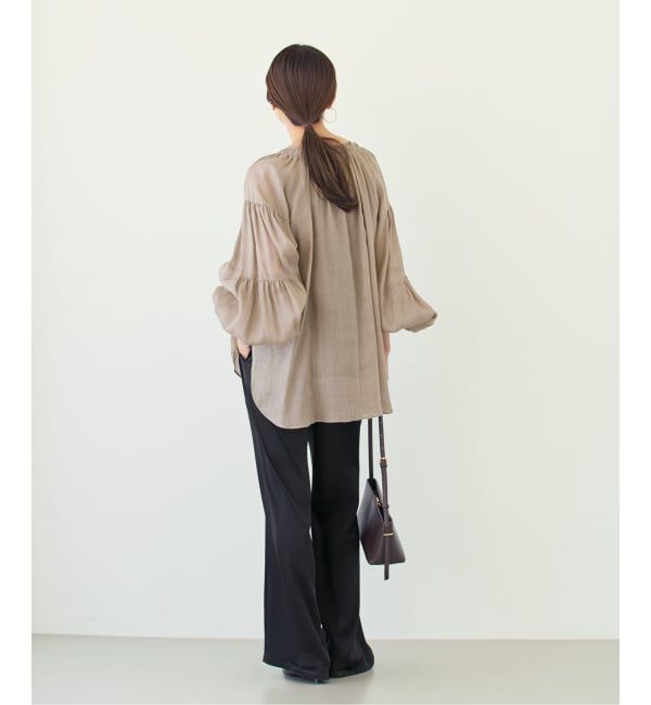 NOBLE「《予約・セットアップ対応》ラミーリヨセルツイルギャザーブラウス」|シャツ・ブラウス|