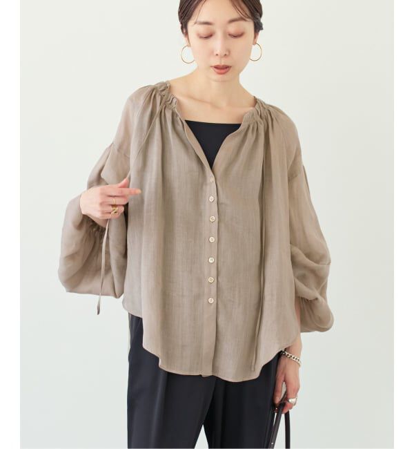 NOBLE「《予約・セットアップ対応》ラミーリヨセルツイルギャザーブラウス」|シャツ・ブラウス|
