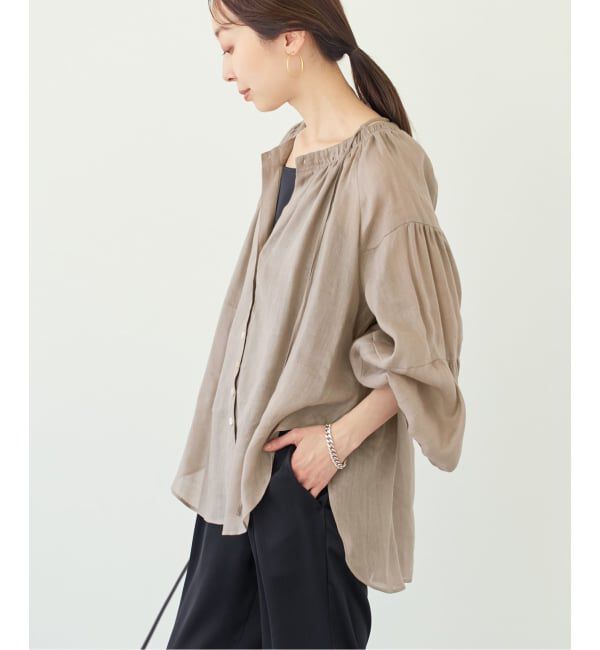 NOBLE「《予約・セットアップ対応》ラミーリヨセルツイルギャザーブラウス」|シャツ・ブラウス|