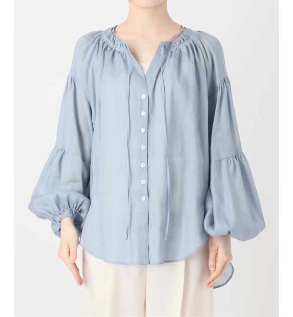 NOBLE「《予約・セットアップ対応》ラミーリヨセルツイルギャザーブラウス」|シャツ・ブラウス|