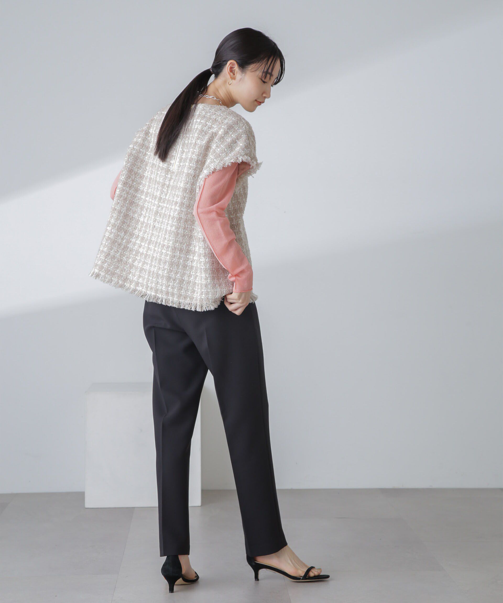 nano･universe「ラメファンシーツイード ショートジレ」|ベスト・ジレ|