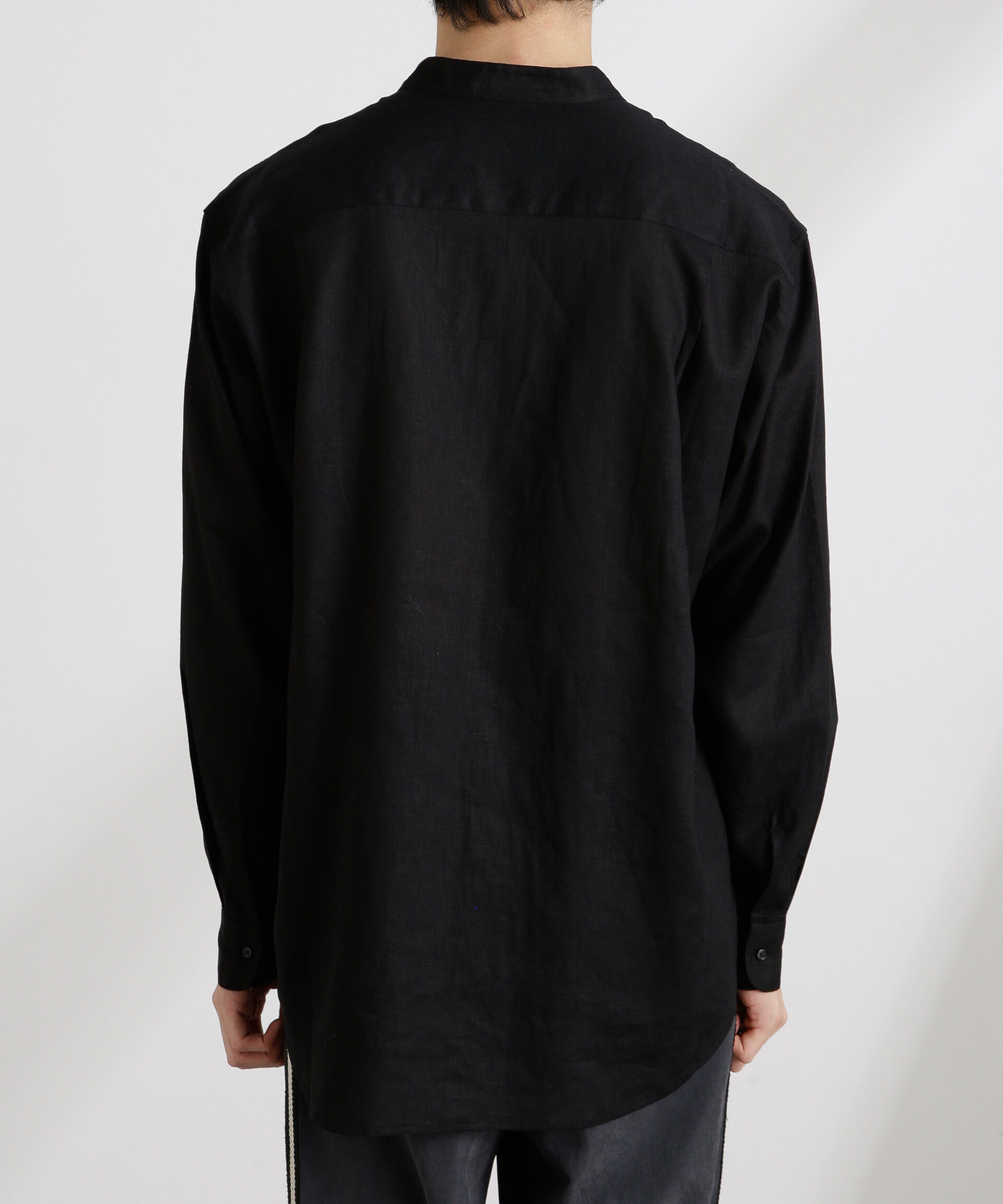 nano･universe「アンチスメルリネン バンドカラーシャツ 長袖」|シャツ・ブラウス|