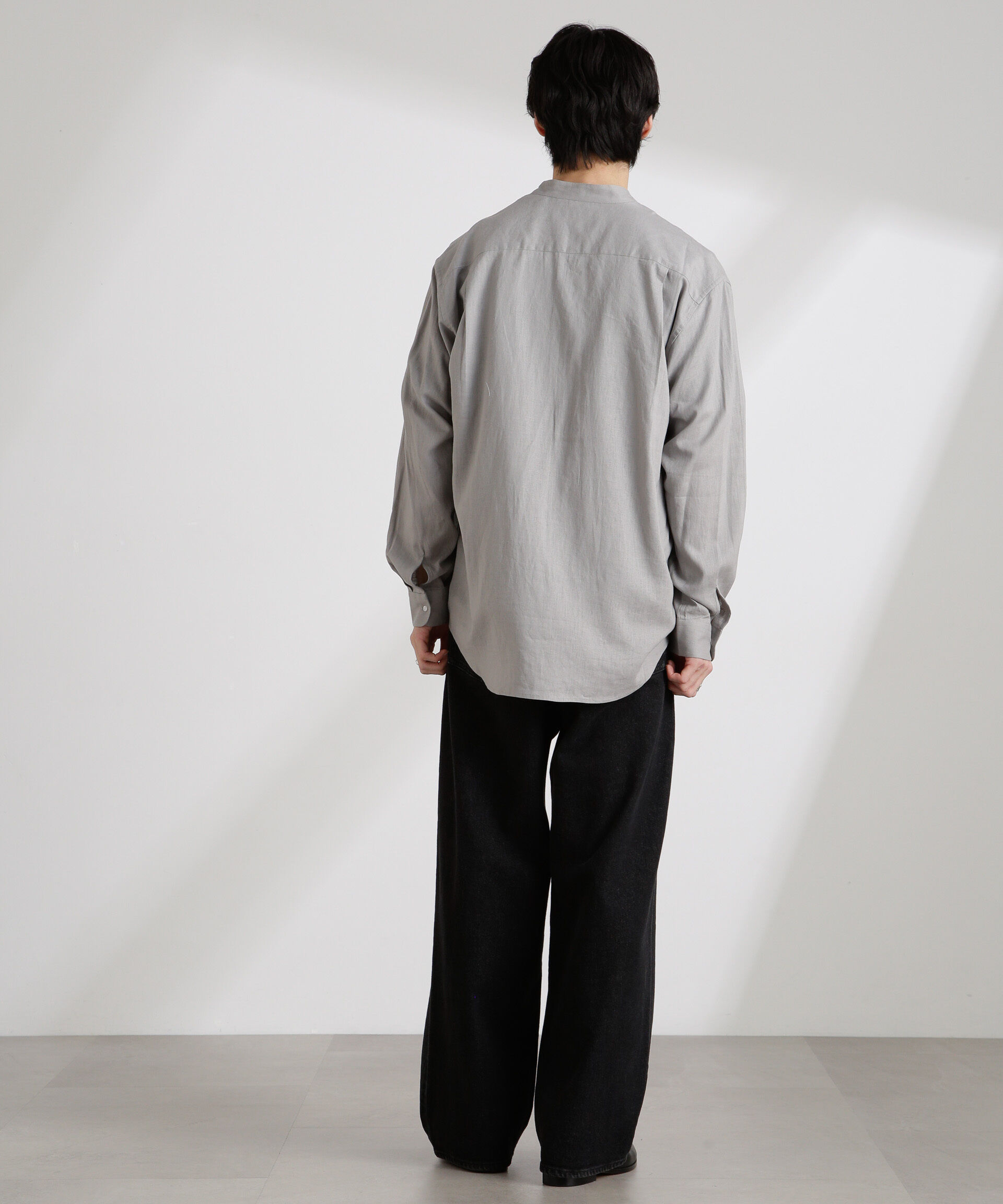 nano･universe「アンチスメルリネン バンドカラーシャツ 長袖」|シャツ・ブラウス|