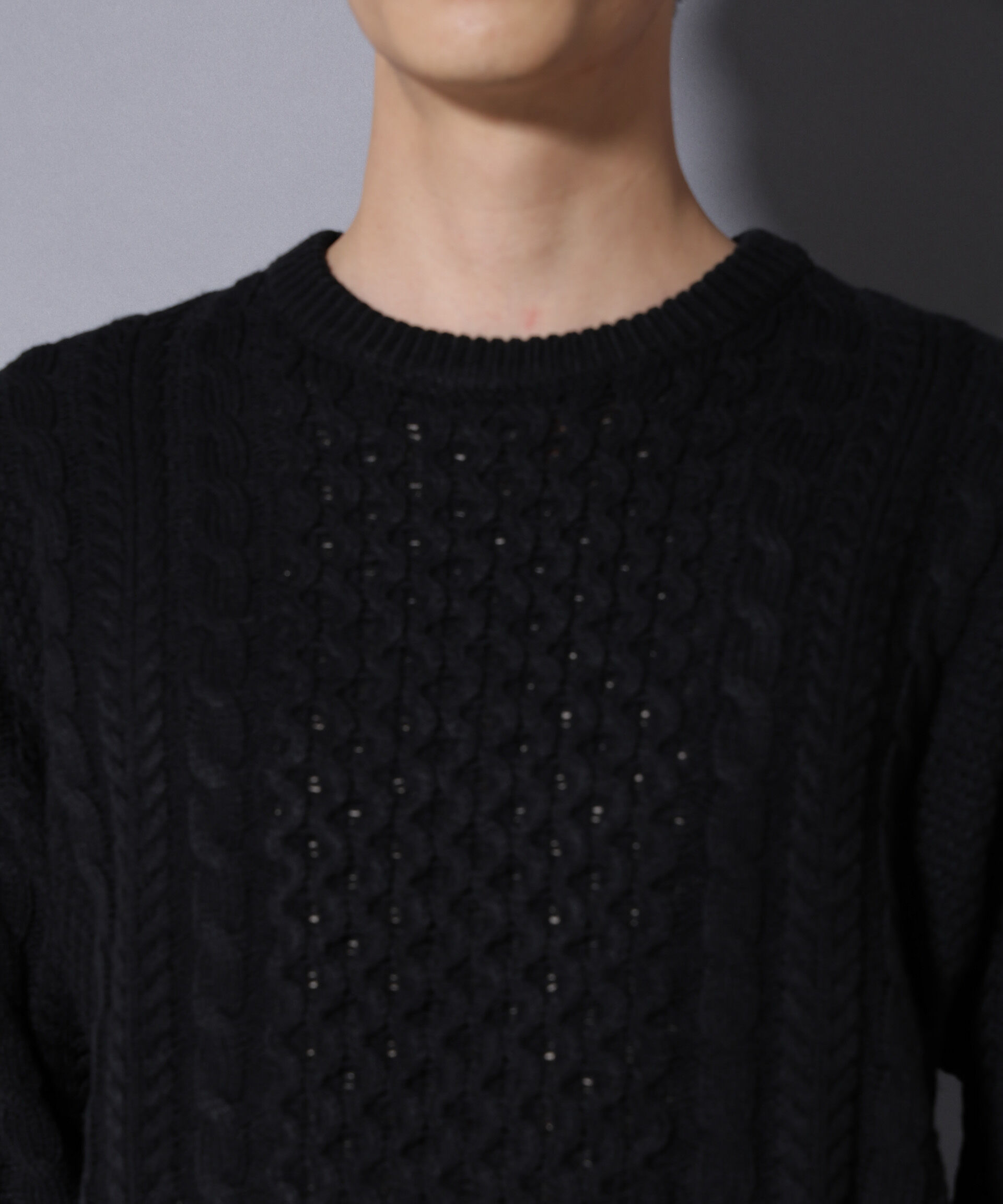 nano･universe「ローゲージケーブルニット」|ニット・セーター|