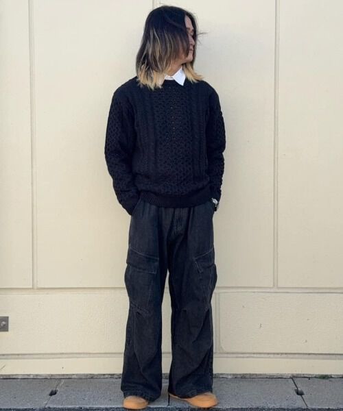 nano･universe「ローゲージケーブルニット」|ニット・セーター|