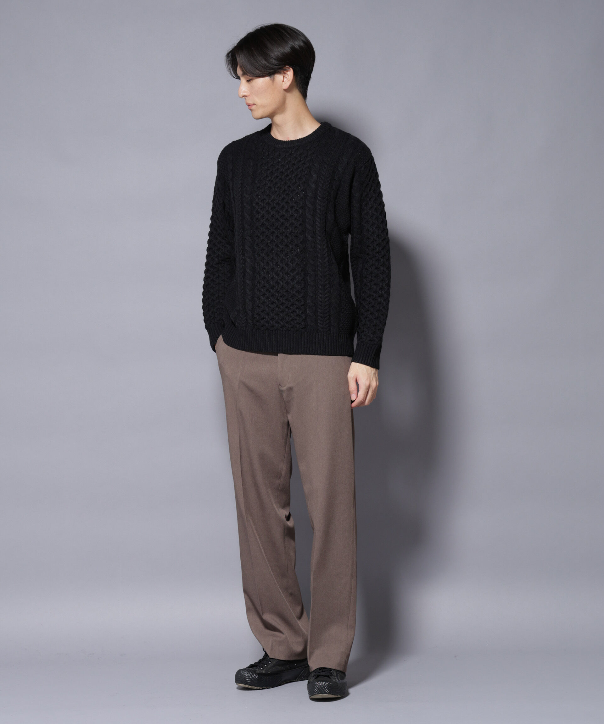 nano･universe「ローゲージケーブルニット」|ニット・セーター|