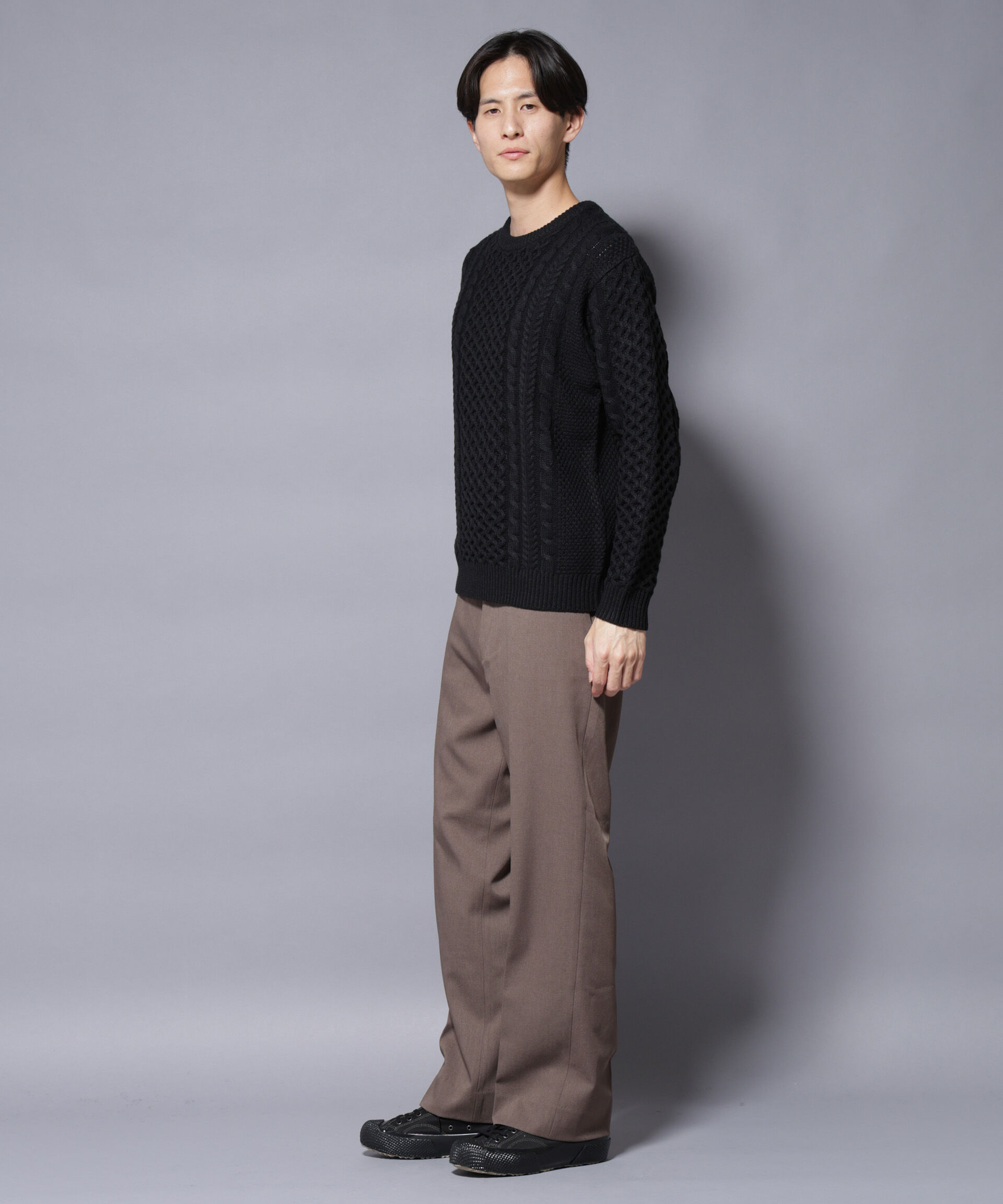 nano･universe「ローゲージケーブルニット」|ニット・セーター|