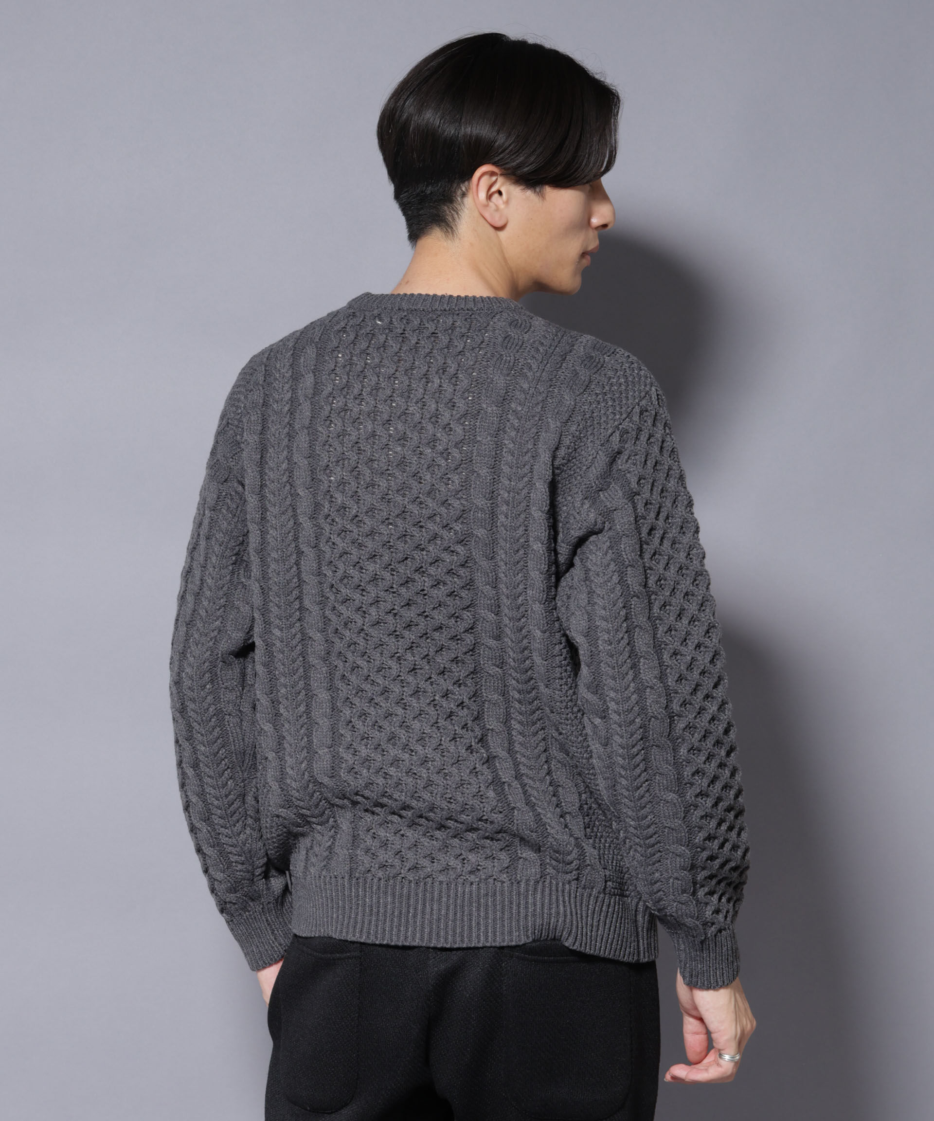 nano･universe「ローゲージケーブルニット」|ニット・セーター|