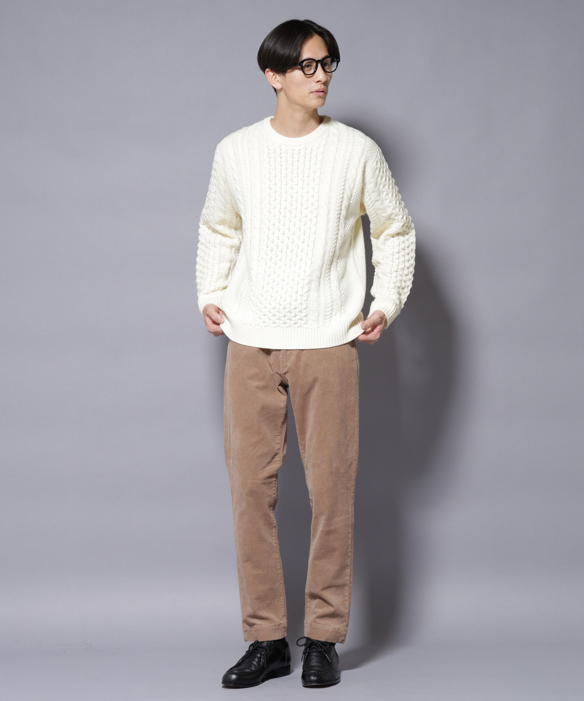 nano･universe「ローゲージケーブルニット」|ニット・セーター|