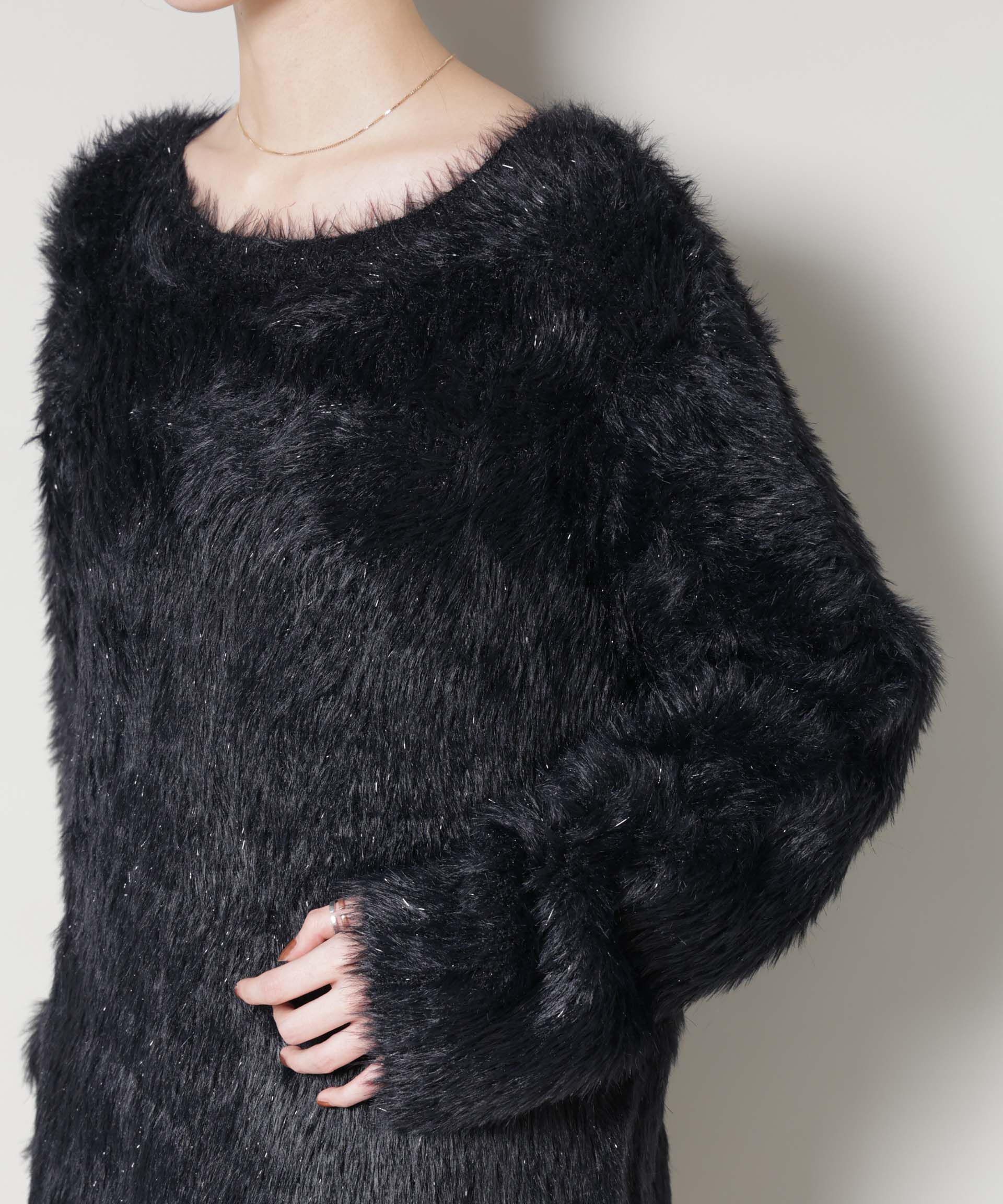 nano･universe「ミックスシャギーボートネックワイドニット」|ニット・セーター|