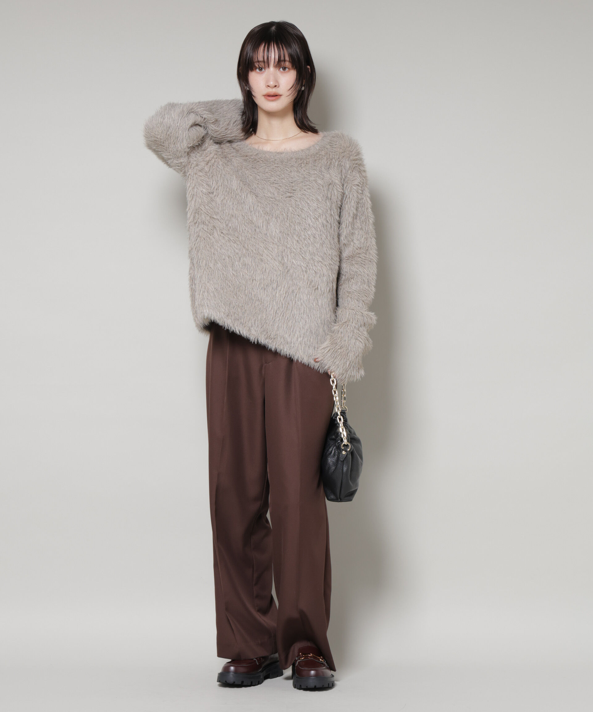 nano･universe「ミックスシャギーボートネックワイドニット」|ニット・セーター|