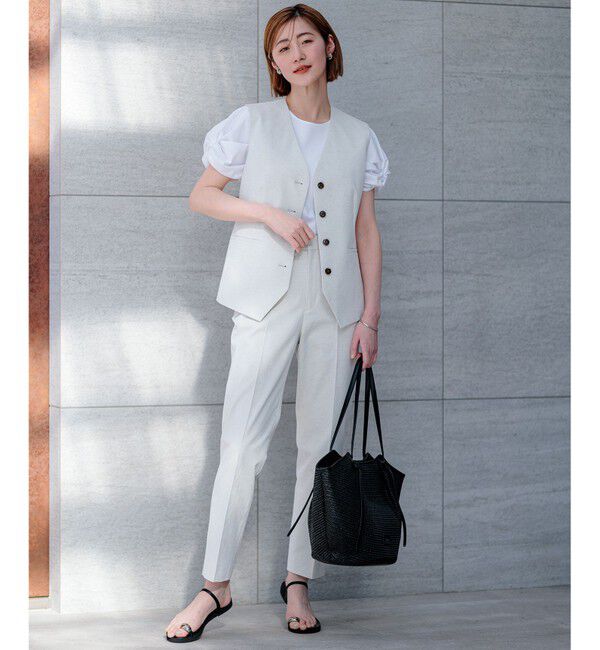 23区「【セットアップ対応/洗える】コットンリネン オックスストレッチ ジレ」|その他|