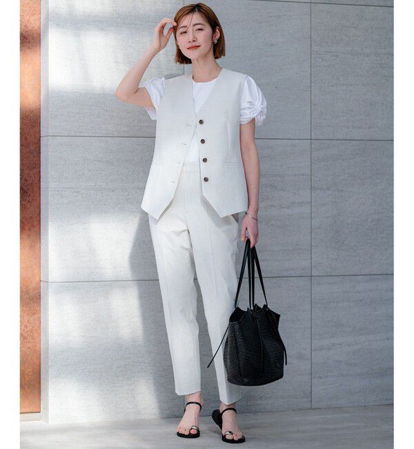 23区「【セットアップ対応/洗える】コットンリネン オックスストレッチ ジレ」|その他|