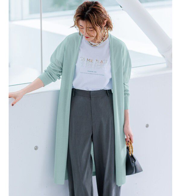 23区「【洗える】コットンアセテートギマ サマー ロングカーディガン」|カーディガン|ミント系