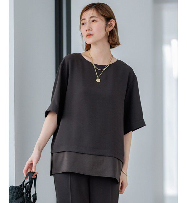 23区「【洗える】ストレッチジョーゼット ラウンドネック カットソー」|Tシャツ・カットソー|ﾀﾞｰｸﾌﾞ