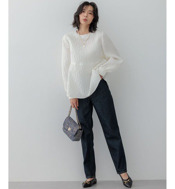 23区「【洗える】エクラジャカード ペプラム ブラウス」|シャツ・ブラウス|