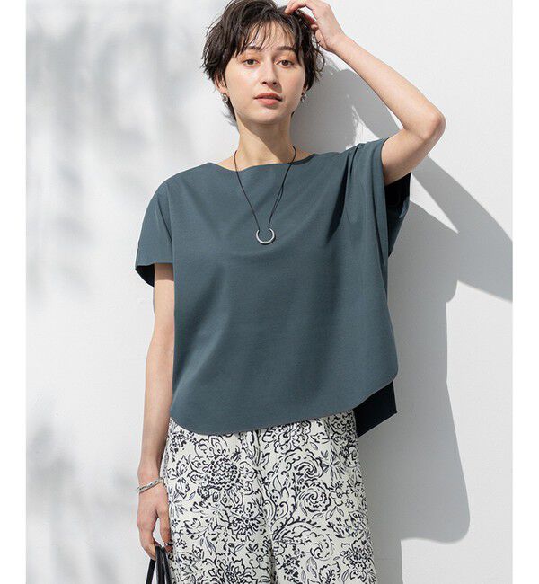 23区「【汗じみ防止/洗える】スムースデザイン フレンチスリーブ Tシャツ」|Tシャツ・カットソー|ﾀﾞｰｸｸﾞ