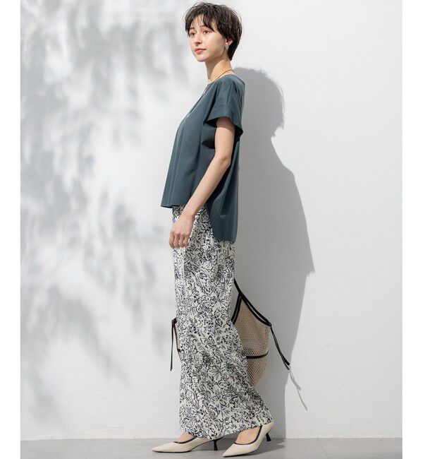 23区「【汗じみ防止/洗える】スムースデザイン フレンチスリーブ Tシャツ」|Tシャツ・カットソー|