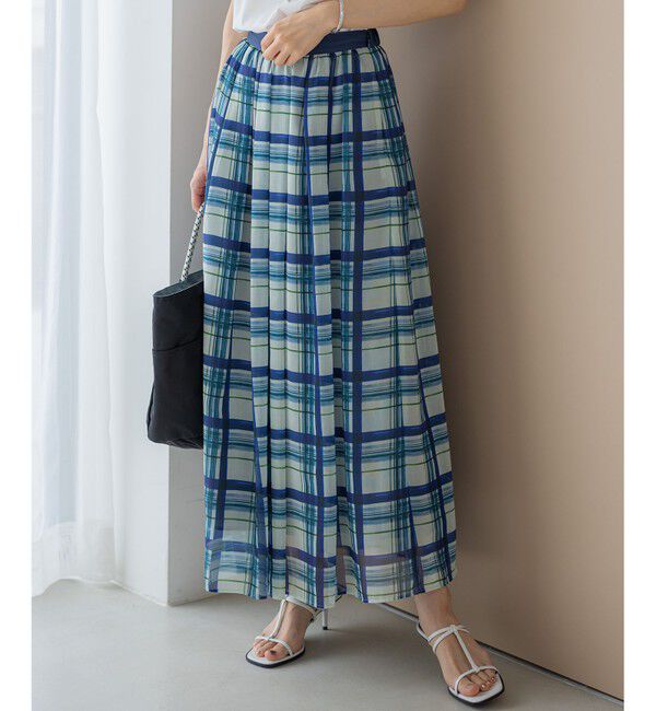 23区「【WEB&一部店舗限定/洗える】手書き風チェックプリント ギャザー スカート」|スカート|ﾌﾞﾙｰﾁｪ