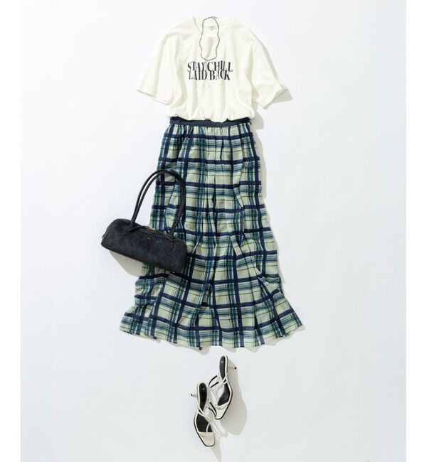 23区「【WEB&一部店舗限定/洗える】手書き風チェックプリント ギャザー スカート」|スカート|